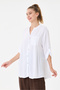 Women's White Italian Judge Collar Foldable Sleeve Sequined Oversize Viscose Shirt Size 40 - 44 - 2