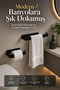 Black Lamalı 2-Piece Bathroom Set, Lamalı Solo Towel Paper Holder, Lamalı Toilet Paper Holder, Both Adhesive and Mountable Product - 5