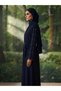 Women's Medina Silk Crepe Ferace with Hidden Zipper Pocket and Embroidered Sleeves, Waist Tie - 3