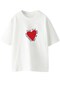 Girl's Oversize T-Shirt with Heart Whisper Print in White – Crew Neck, Comfortable Fit, 100% Cotton - 4