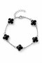 Women's Steel Bracelet - Clover Design with Black Crystal Stones, Set of 5 • Gift Bracelet for Lover • Wife • Mother - 3