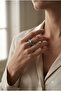Turquoise Natural Stone Adjustable Plated Ring - 3
