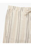 Cotton Pocketed Waist-Tied Striped Shorts - 3