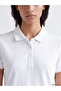 Vizyon New Season White Polo Collar Pique Women's T-Shirt - 3