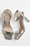 Elaris Women's Silver Single Strap Patent Leather Square Toe Heeled Shoes 11cm - 3