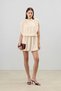 Beige Shoulder Ruched Women's Dress