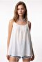 2195 Women's Lined Strappy Modal Gathered Casual Blouse White - 2