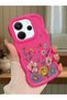 Redmi Note 14 4g Compatible Case Camera Protector Red Silicone Couple Phone Case Floral Pattern