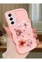 Samsung Galaxy S21 Fe Compatible Case Camera Protector Pink Silicone Couple Phone Case Floral Pattern