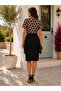 Eye-Catching Elegance-Women's Double-Breasted Collar Patterned Belt Detailed Pencil Midi Dress - 4