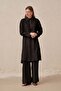Black-Comfortable Fit Long 100% Linen Shirt