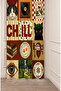 Chill Retro Cat and Record Collage Printed Teen Room Background Curtain