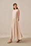 Ecru-Ruched Detailed Lined Sleeveless Dress - 2
