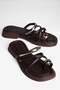 Women's Flip Flops with Cross Straps and Gold Metal Detail, Casual Lyven Brown - 3
