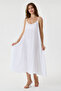 White Italian 100% Linen Long Linen Dress with Straps Size 38 - 42 - 2