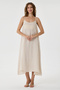 Beige Italian 100% Linen Long Linen Dress with Straps, Size 38 - 42
