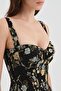 Women's Corset with Covered Bust and Underwire, Jacquard Fabric Detailed Design - 7