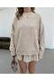 Women's Oversize Long Sweater and Flared Mini Skirt Knitwear Top and Bottom Set - Standard - 4