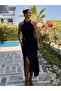 Black Halter Neck Dress with Side Buckle - 5