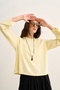Women's Short Basic Long Sleeve Sweatshirt Pastel Yellow - 2