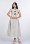 Women's Summer Ecru Stand Collar Chinese Button Detail Polka Dot Poplin Sleeveless Long Dress 50420 - 6
