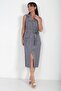 Women's Buttoned Front Midi Safari Dress with Pockets