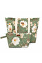 Green Floral Patterned Women's Double Pocket Picnic, Beach, Makeup, Baby Care Set Bag Shoulder & Hand Bag