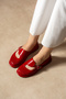 Mandy Women's Genuine Leather Comfort Sole Buckle Perforated Ballerinas - 3
