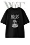 تي شيرت أسود كبير الحجم مطبوع بتصميم ACDC Hells Bells للجنسين