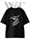 Horus Eagle Design Printed Unisex Black Oversize T-Shirt