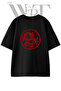 Cin Dragon Design Printed Unisex Black Oversize T-Shirt
