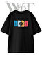 Volleyball Heartbeat Design Printed Unisex Black Oversize T-Shirt