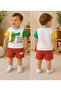 100% Cotton Pocketed Dinosaur Printed Double Baby Set with Snap Fasteners at the Neck - 3