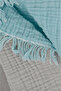Muslin 4 Layer Sofa Shawl Tv Blanket 130 X 200 cm Double Color Turquoise Gray - 2