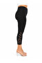 Plus Size Elastic Waist Lycra Skinny Leg Embroidery Detailed Thin Viscose Capri Women's Leggings - 6