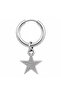 Unisex Silver Color Surgical Steel Dangle Textured Star Figured Hoop Earring 1 Piece