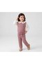Girl's Knitwear Vest and Trousers Set with Cherry Collar Shirt, 3-Piece Set, Burgundy, 2-5 Years