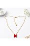 Letter m Red Enamel Gold Letter Necklace
