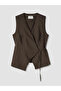 Brown 100% Linen Women's Classic Vest