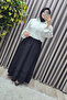 Women's Clothing Plus Size Seersucker Layered Flared Skirt - 8