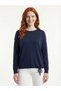 Women's Navy Blue Relaxed Fit Knitwear Detailed Long Sleeve Blouse