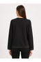 Women's Black Leather Detailed Long Sleeve Blouse - 2