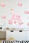 Pink Floral Swan And Polka Dots Wall Sticker Set