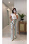 Marea Ecru Mint Striped Trousers