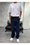 Men's Belt Detailed Linen Baggy Trousers - 2