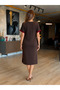 Women's Crew Neck Stripe Detailed Modal Midi Dress - 2