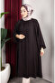 Bürümcük Fabric Raglan Sleeve Long Tunic 0902-09 Dark Brown - 3