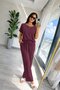 Women's Short Sleeve Crew Neck Viscose Two-Thread Blouse and Pants Two-Piece Set - 4