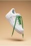 Green Color Flat Knitted Shoelaces Compatible with Sports Sneakers