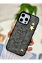iPhone 16 Promax Compatible Star Design Leather-Look Flexible Silicone Case with Holder - 4
